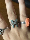 vintage native american sterling silver butterfly ring turquoise coral size 7