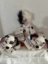 Disney Store Vtg. Dalmatians. Jewel-Lucky-Cruella. 8  Mini Bean Bags. NWT