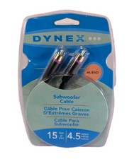 Dynex DX-AV230 15 Feet Subwoofer Audio Cable Gold-plated Connectors | NEW