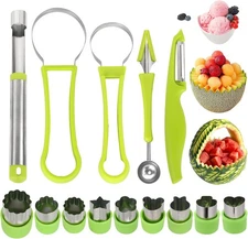 14 Pack Melon Baller Scoop Set - 4 in 1 Stainless Steel Fruit Tool Set Fruit