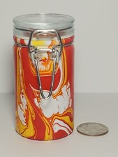 Marbled Glass Stash Jar w/ Clamp Lid Airtight Smell Proof Container for Herbs