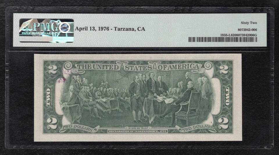 FR. 1935-L 1976 $2 FRN TARZANA, CA “FIRST DAY STAMP CANCEL” PMG UNCIRCULATED-62 - Image 2 of 2