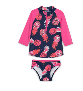 Girl S Hatley Pineapples Two Piece Rashguard Swimsuit 1325 Size 8 Ebay