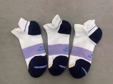 3 Pairs Women's Bombas All-Purpose Performance White/blue Ankle Sock Size M