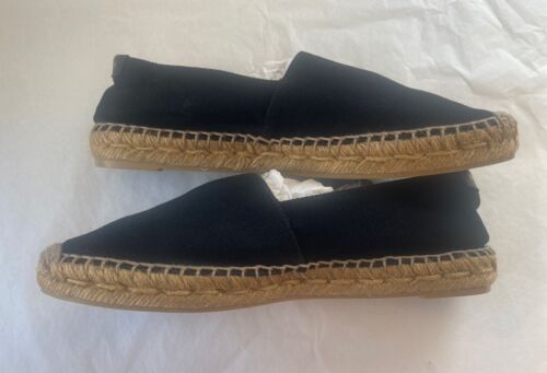 YSL Saint Laurent Blk Canvas Signature Embroidered Espadrilles Flats~39 1/2~$725 - Picture 2 of 14
