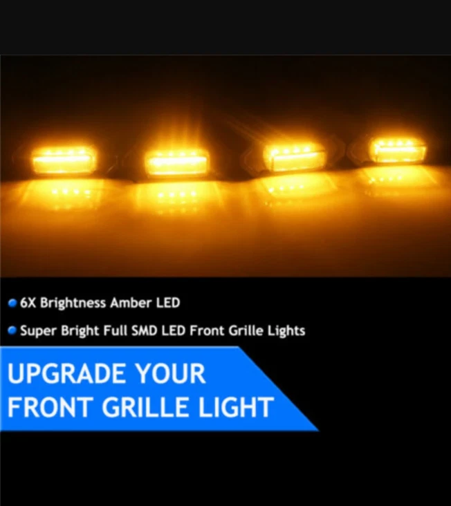 Grille LED Lights Smoked Lens Front Amber Light For Toyota Tacoma Tundra Raptor - Image 2 of 4