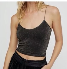 Intimately Free People White Gold Metallic Sparkle Brami Cami Tank Top XS/S