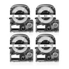 4PK 3/8" Compatible SS9KW Tape Cartridge for King Jim TepraPro Black on White