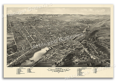 Waukesha Wisconsin 1880 Historic Panoramic Town Map - 20x30