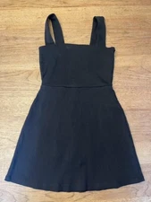 PINK Victoria’s Secret Black LARGE Rib Square Neck Active Sleeveless Dress VS