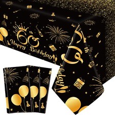 3 Pack 60th Birthday Plastic Tablecloth Dinner Table Cover, 54x108 Inches