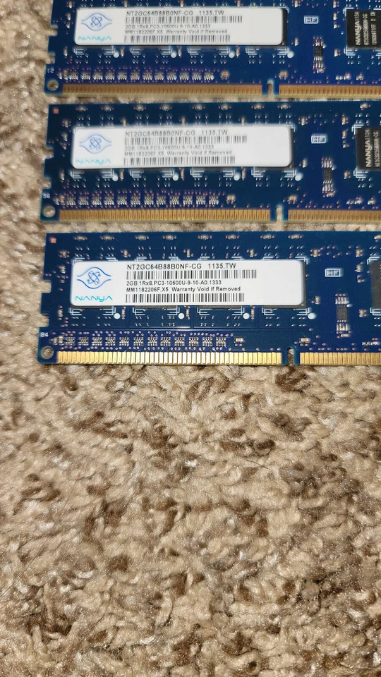Nanya 8GB (4 x 2GB DIMM 1333 PC3-10600U DDR3 SDRAM Memory (NT2GC64B88B0NF-CG) - Image 2 of 3