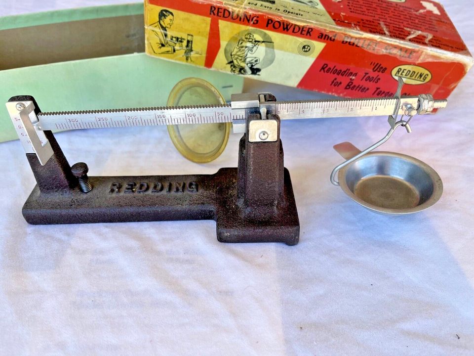 Vintage Redding Powder Scale w/ Original Box & a funnel works