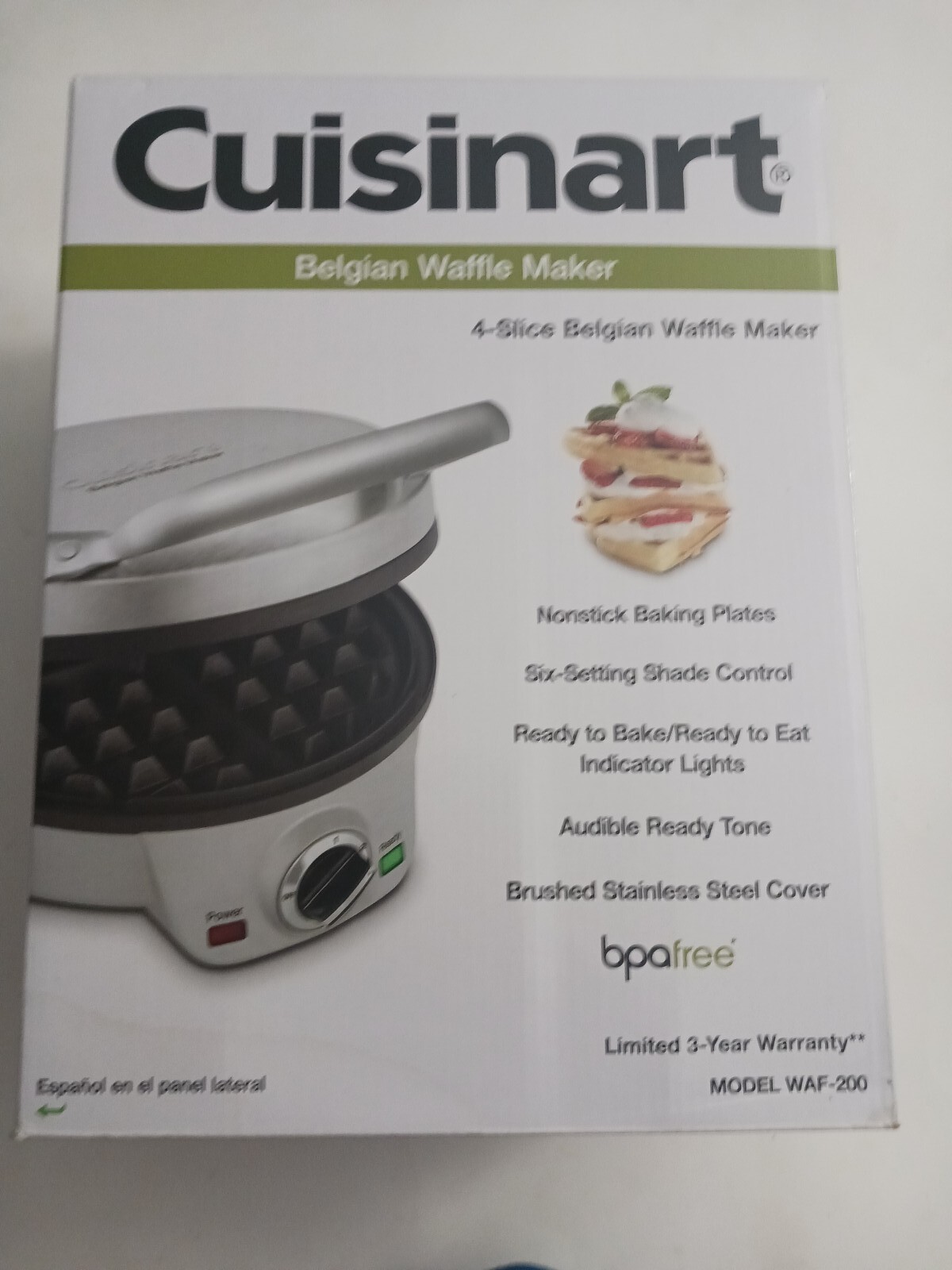 Cuisinart WAF200 4Slice Belgian Waffle Maker Silver for sale online