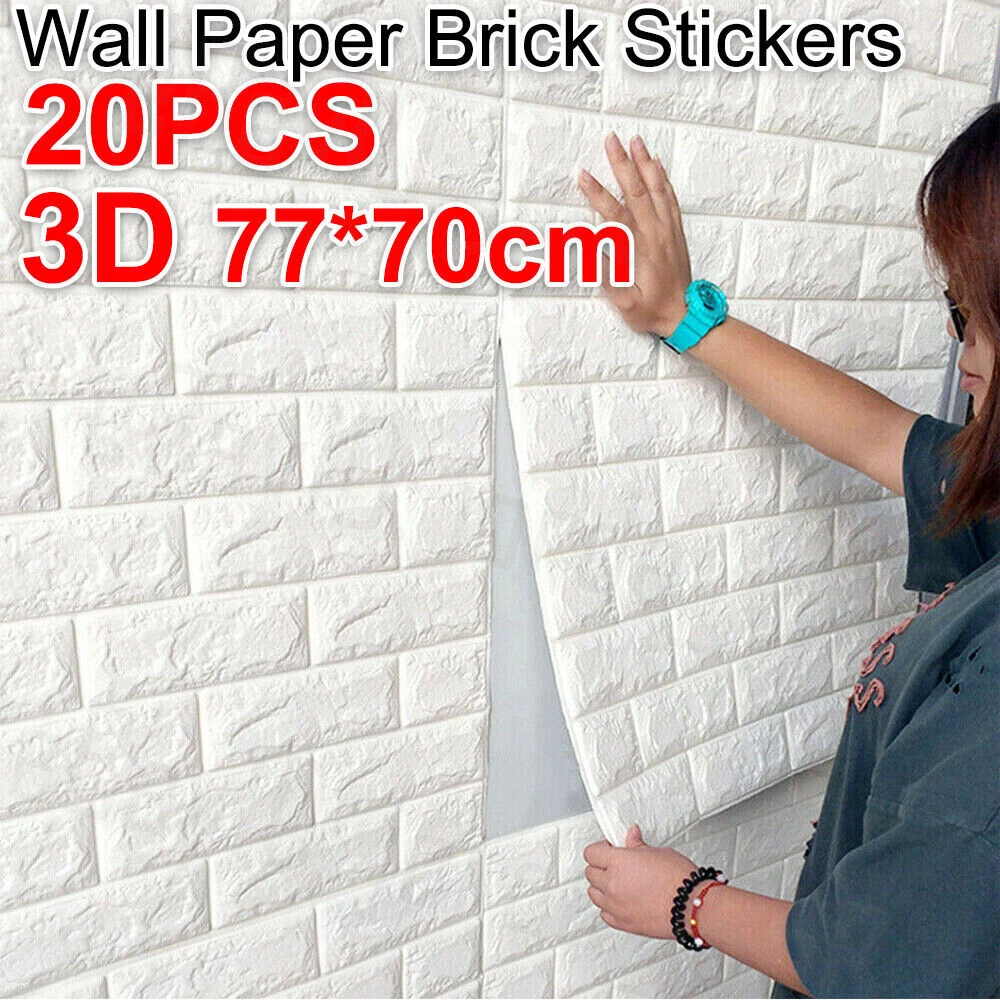 20-60pcs 3D Wall Paper Panel Brick Stickers Mural Marble Self Adhesive 70*77CM - Picture 1 of 7