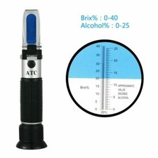 Grape Wine Refractometer Dual Scale 0-40% Brix & 0-25% Vol Alcohol Tester Meter