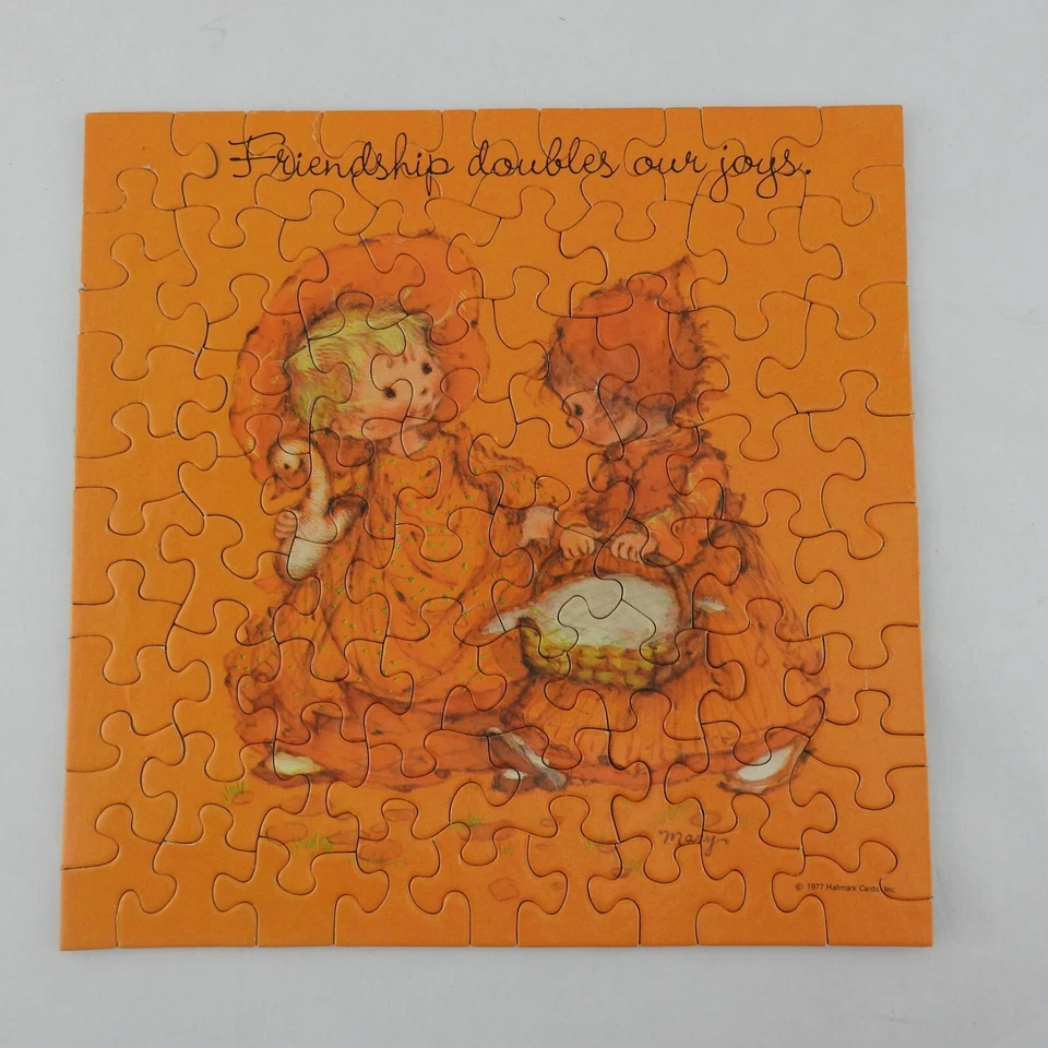 Vintage 1977 Sprinkgbok Puzzle Orange 70s Hallmark Friendship doubles Mary Artis - Image 2 of 4