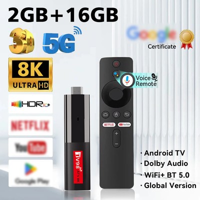 TV98 TV Stick Android 14 Smart TV Box Dual WiFi 2.4G 5G 4K 3D Media Player