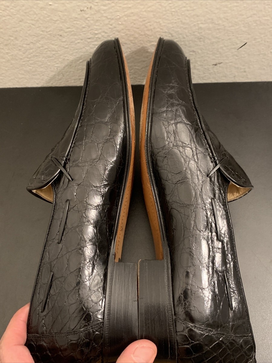 Vero Cuoio Black Full Crocodile Tassel Loafers Men Sz 10.5 W  display picture 2