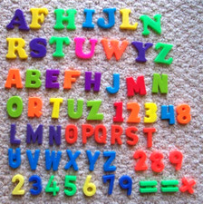 Mixed Lot of 66 Magnetic Numbers and Letters Fridge Magnets Educational