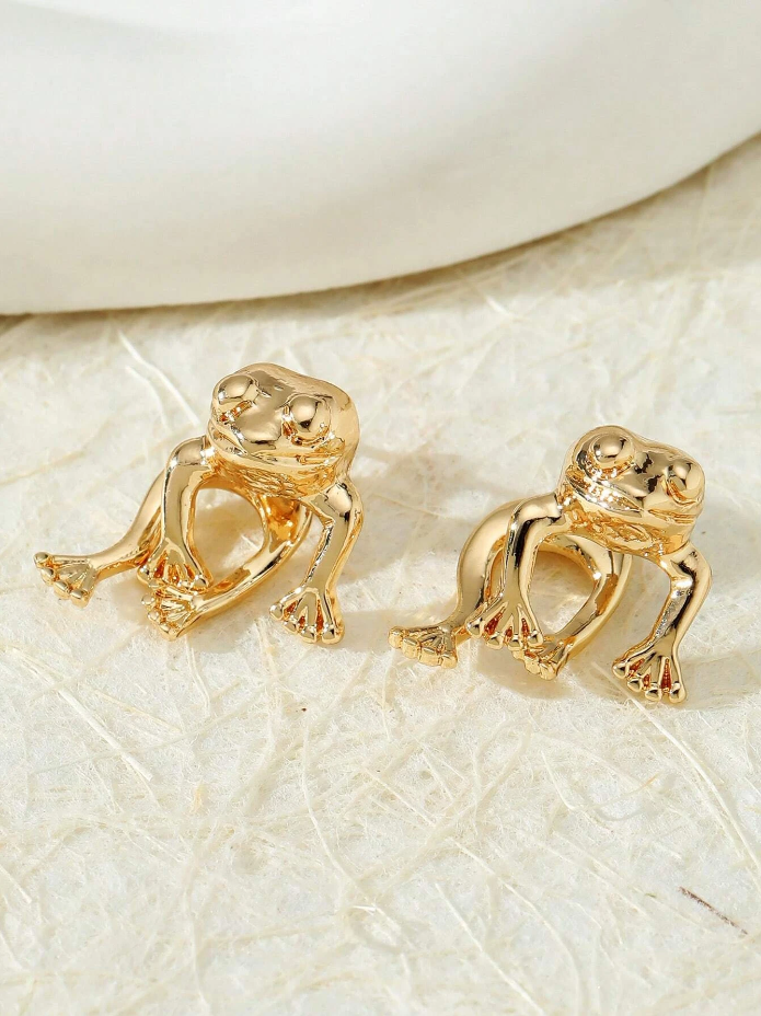 Frog Earring, Cute Gold Frog Earring Studs, Animal Jewelry Gifts