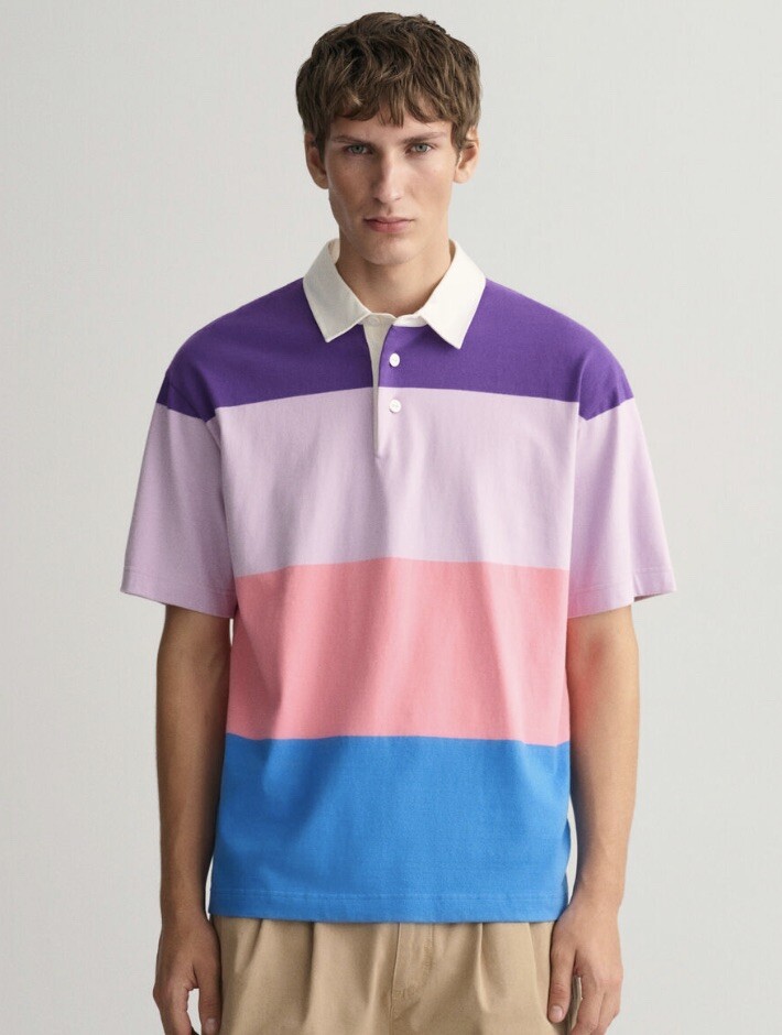 GANT ~ Retro Block Stripe SS Rugger Dark Violet Size ~ Large 2002020 RRP £135 image 2