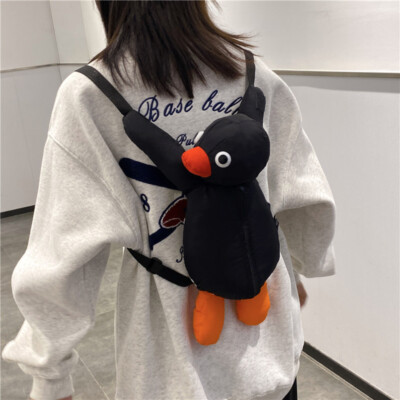 Cartoon Funny Pingu Penguin Plush Backpack Shoulder Bag