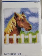 Wonderart Latch Hook Kit Pony Horse Farm Ranch Stitch Sew Decor NEW Pillow Craft