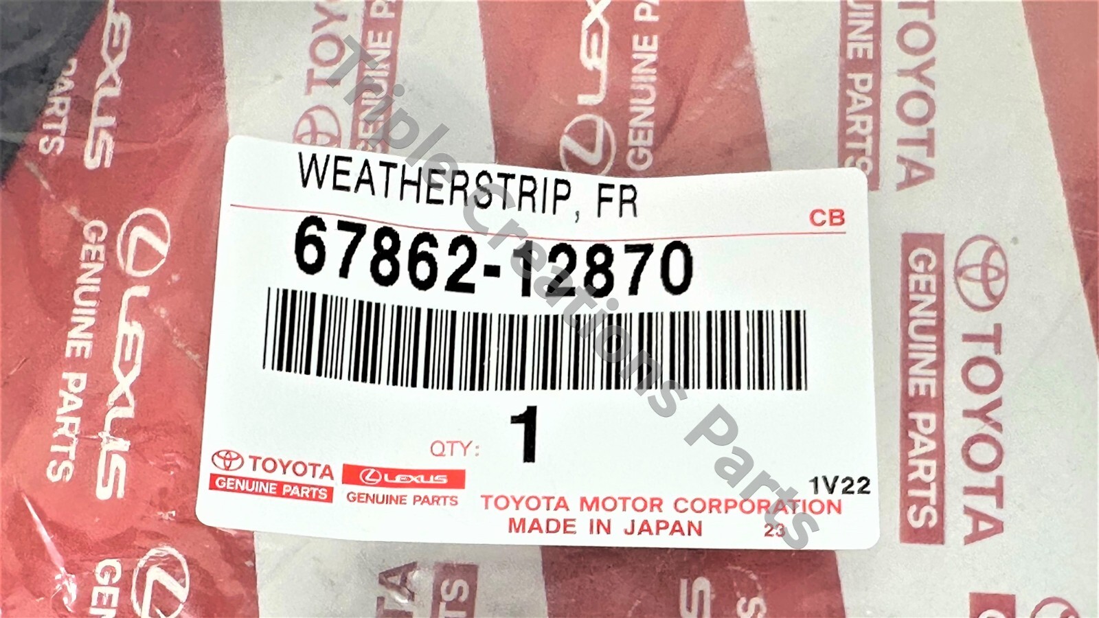 TOYOTA GENUINE 67862-12870 WEATHERSTRIP, FRONT DOOR, LH OEM 
