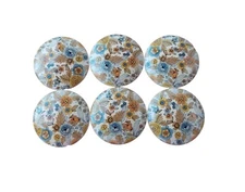 Cabinet and Drawer Knobs Set of 6 Mid-Century Tapestry Floral Wood Cabinet Knobs
