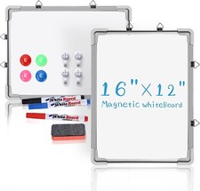 Magnetic Whiteboard 40 x 30 cm Hanging Double Sided Dry Erase A3