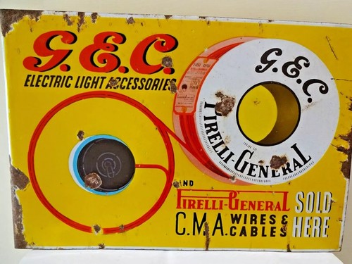 Vintage Pirelli General Electric Light Accessories Porcelain Enamel Sign Germa#F - Picture 6 of 6