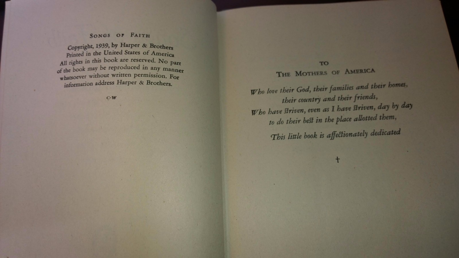 Songs of Faith, Grace Crowell, 1939, Harper & Brothers - 1st edition - Signed