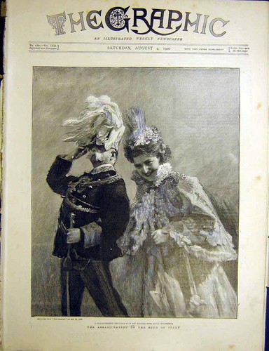 Original Old Antique Print Assasination King Italy Queen Margherita 1900 20th