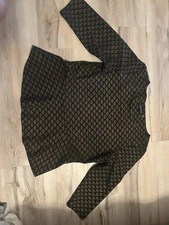 WOMENS IVANKA TRUMP BLACK GOLD BLOUSE SIZE L LARGE