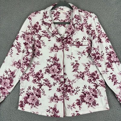 Laura Ashley Pajama Top Medium Rose Toile Brushed Shabby Chic Cottage Romantic