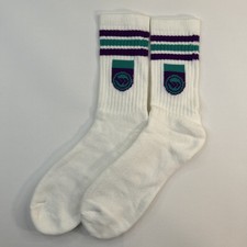 VTG Socks 80s 90's Wimbledon Crew NOS Tennis Logo Striped 10-13 Green Purple
