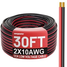 10 Gauge Wire, 10AWG Automotive Electrical Cord 30FT 2 Conductor Red Black 12V/2