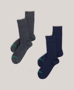 Pact Men's The Perfect Crew Socks 2-Pack Charcoal Heather Maritime Navy One Size