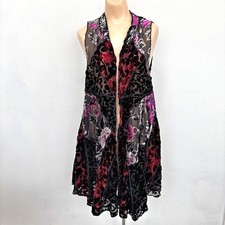 Womens Velvet Burnout Patchwork Open Front Duster Small Kimono Whimsigoth Fairy