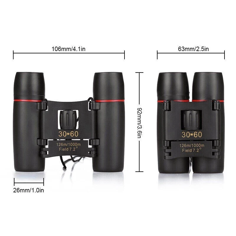 New 30x60 Small Binoculars (QS171) Form Factor Coated Lens Portable w/Carry Case - Image 2 of 4