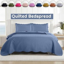 3 Piece Emboss Bedspread Quilted Comforter Bedding Set Bed Throw Reversible