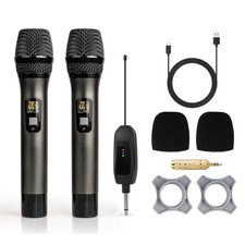 Soundgeek Wireless Microphone UHF Metal Dual Handheld Mic with Rechargeable