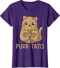 Funny Purrtato Cat Potato Cat Lover Idaho Potatoes Ladies' Crewneck T-Shirt