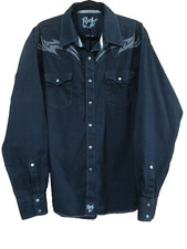 Wrangler Rock 47 Shirt XL Western Urban Cowboy Pearl Snap Buttons Rodeo Country