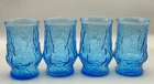 Vintage Anchor Hocking Rain Flower Blue Juice glasses set of 4