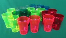 Bright coloured reusable plastic party/picnic glasses, great for children, 250ml