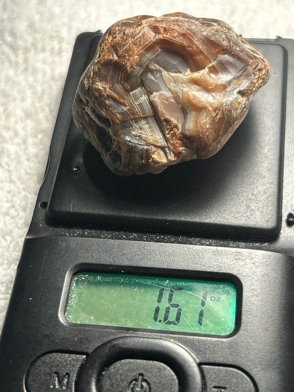 Banded Agate Chalcedony Rough Nodule Specimen, Brown Banded Rock - 1.61 oz