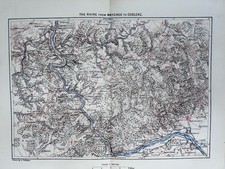 1878 The Rhein River From Mainz To Koblenz Original Antique Map By A. Vuillemin
