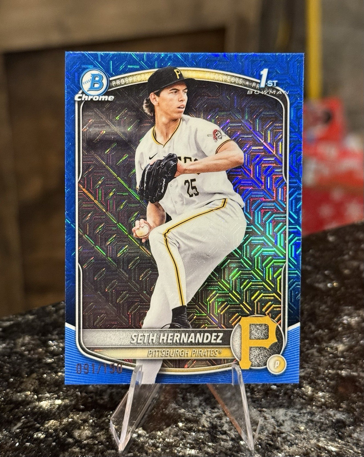 2025 Bowman CHROME Draft 1st SETH HERNANDEZ #/150 BLUE MOJO Pirates BDC-25